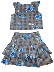 BD Juniors 2pc plaid floral cropped tank and skirt set 3