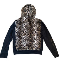 Butter Supersoft girls faux fur leopard reversible hoodie jacket L(12)