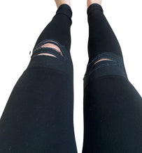 Tantrum Ink women’s black ripped knee leggings S