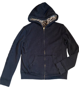 Butter Supersoft girls faux fur leopard reversible hoodie jacket L(12)