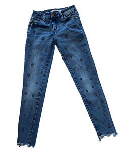 Tractr girls uneven frayed hem skinny jeans sparkle stars 7