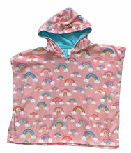 Pottery Barn Kids rainbow print hooded terry poncho 4-6