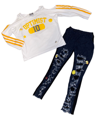 Hope Jeans girls 2pc Optimist top and ripped leggings set 6