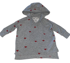 Chaser toddler girls cozy knit split hem hearts hoodie top 2T