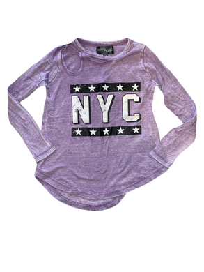 Chic 2 Chic girls long sleeve NYC stars cutout tee S(7-8)