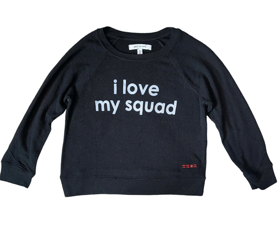 Peace Love World girls cozy knit I Love My Squad sweater S(5-6)