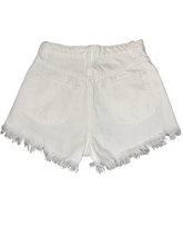 Zara women’s hi rise distressed denim white jean shorts 2