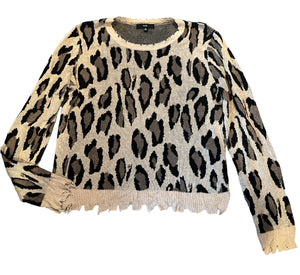 Fate for Anthropologie women’s distressed leopard sweater M