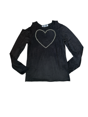 Hope Jeans girls sueded cold shoulder studded heart top 10