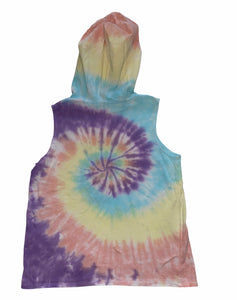 Revelation big girls tie dye hoodie tank with Rock N Roll graphic L