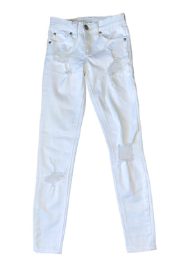 Pinc girls distressed ripped white stretch jeggings 7