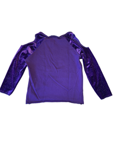 Hope Jeans girls purple velvet sparkle cold shoulder top 6
