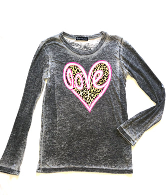 Recycled Karma girls leopard love burnout top 12