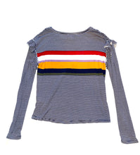 Love, Fire girls lightweight striped ruffle sleeve top L(14)