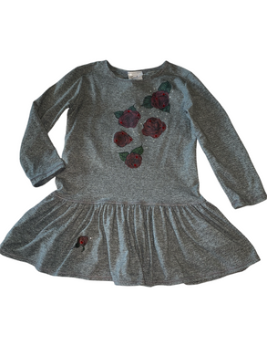 Random Hearts toddler girls long sleeve brushed rhinestone rose skater dress 4T