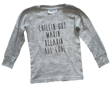 Three & Out toddler boys CHILLIN OUT MAXIN RELAXIN ALL COOL thermal top 3T