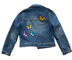 Daniella Erin NYC girls butterfly patch jean jacket M(7-8)