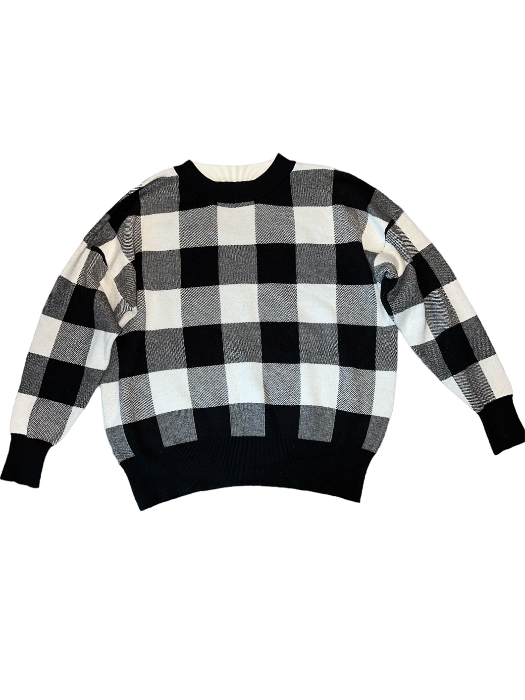 Black and white buffalo check sweater online