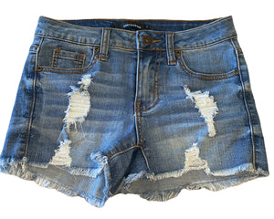 Contraband junior girls ripped cutoff jean shorts 1