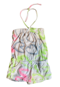 Flowers By Zoe toddler girls terry cloth airbrush heart romper 2T