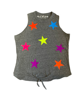 Heart & Soul women knotted neon stars tank top S