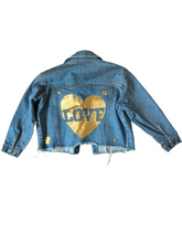 Hope Jeans girls gold embellished LOVE jean jacket 6