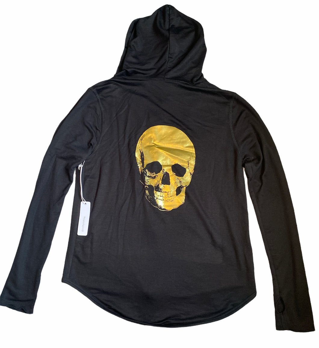 Six Fifty women’s lightweight zip hoodie with foil skull S NEW