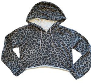 Dance & Marvel women’s leopard cropped pullover hoodie S