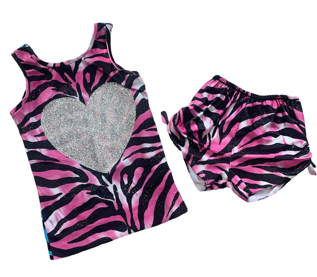 Hope Jeans girls 2pc zebra print glitter heart tank and shorts set 8