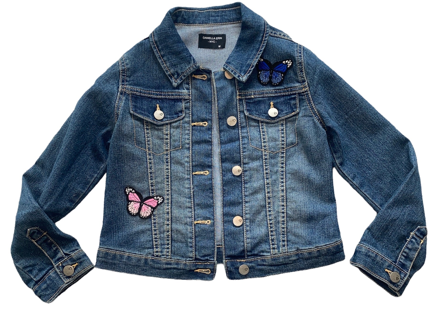 Girls jean fashion jacket with patches