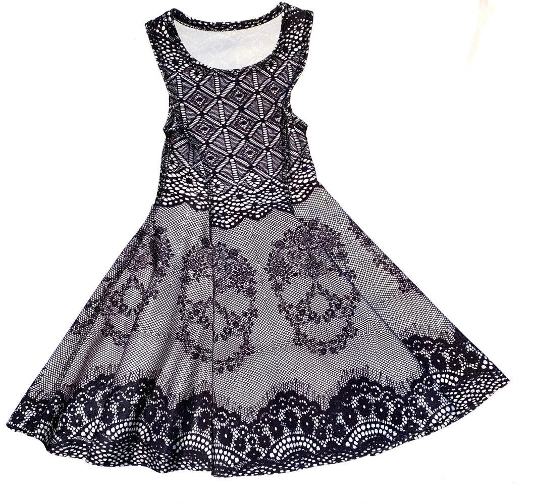 Terez little girls skulls lace print skater dress M(5)