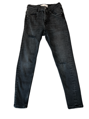 Zara girls ripped knee washed black skinny jeans 8