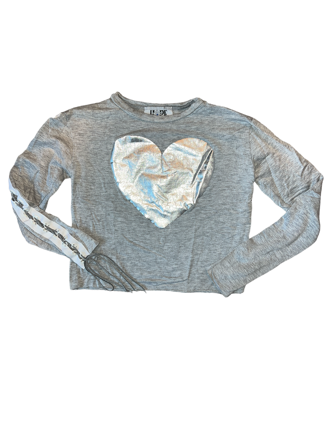 Hope Jeans girls lace up sleeve silver heart top 6