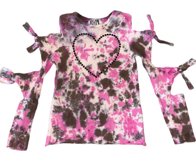 Hope Jeans girls rhinestone heart cut out sleeve tie dye top 10