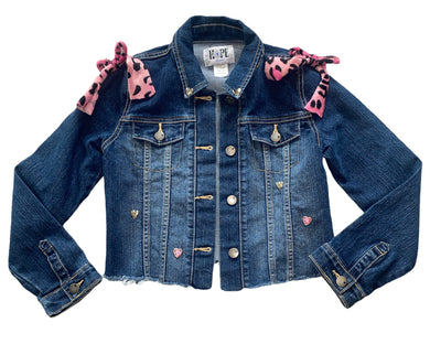 Hope Jeans girls leopard heart embellished jean jacket 10