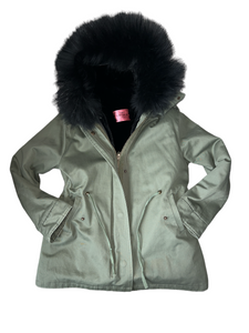 Chloe K girls removable fur lined parka jacket 12