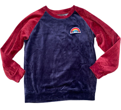 Tiny Whales girls Be You rainbow patch velour raglan top 10