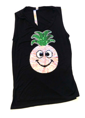 Malibu Sugar girls flip sequin pineapple tank top 10