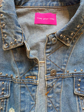 Time After Time women’s cropped distressed studded jean jacket S