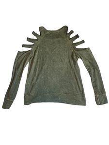 Malibu Sugar girls cozy knit slashed shoulder top XL(14)