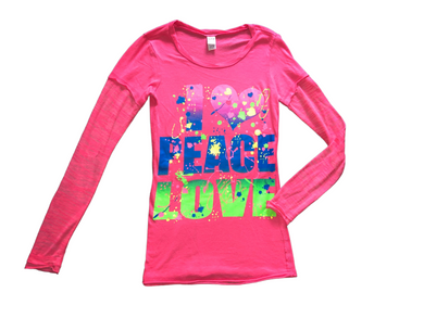 Kavio girls I Heart Peace Love burnout sleeve top 9-10(M)