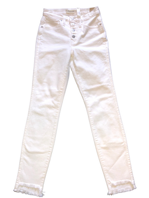 Madewell women’s 10” high rise skinny frayed ankle jeans in white 24 NEW