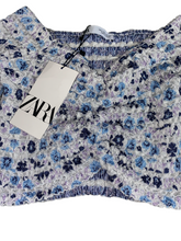 Zara women’s smocked long sleeve floral crop top S NEW
