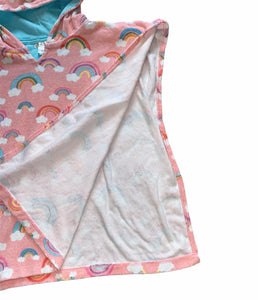 Pottery Barn Kids rainbow print hooded terry poncho 4-6
