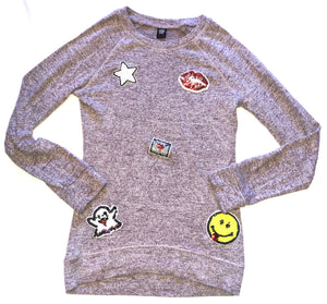 Star Ride girls sequin patch sweater 7/8 (S)